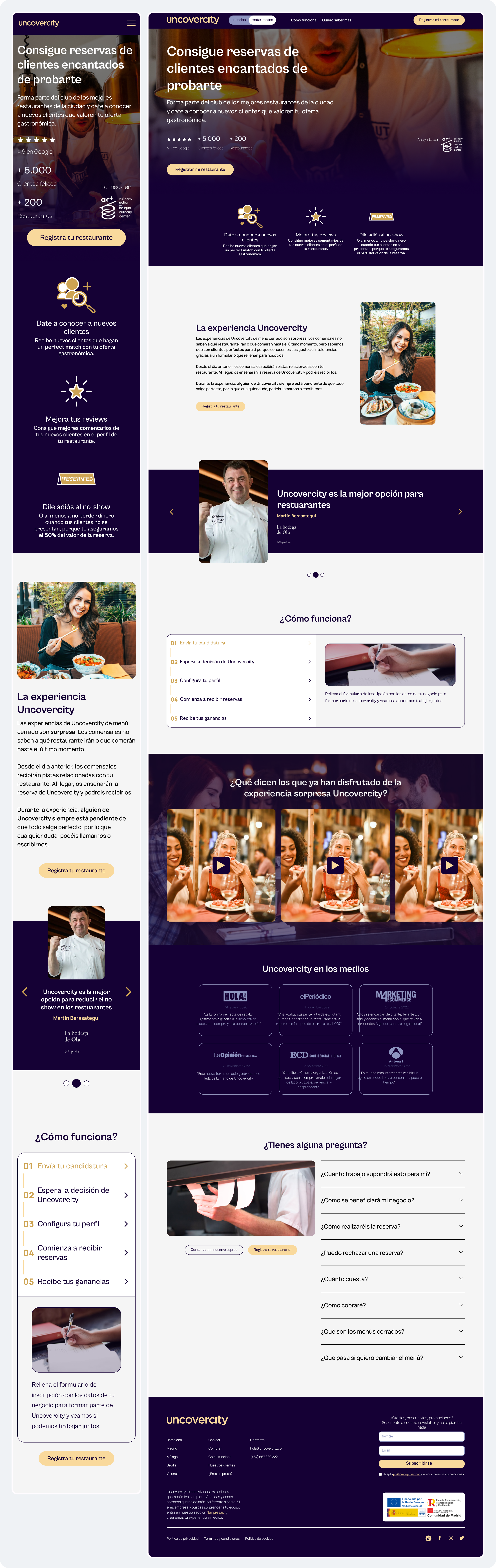 Experiencia Uncovercity. Explicación de la experiencia. Landing en mobile
